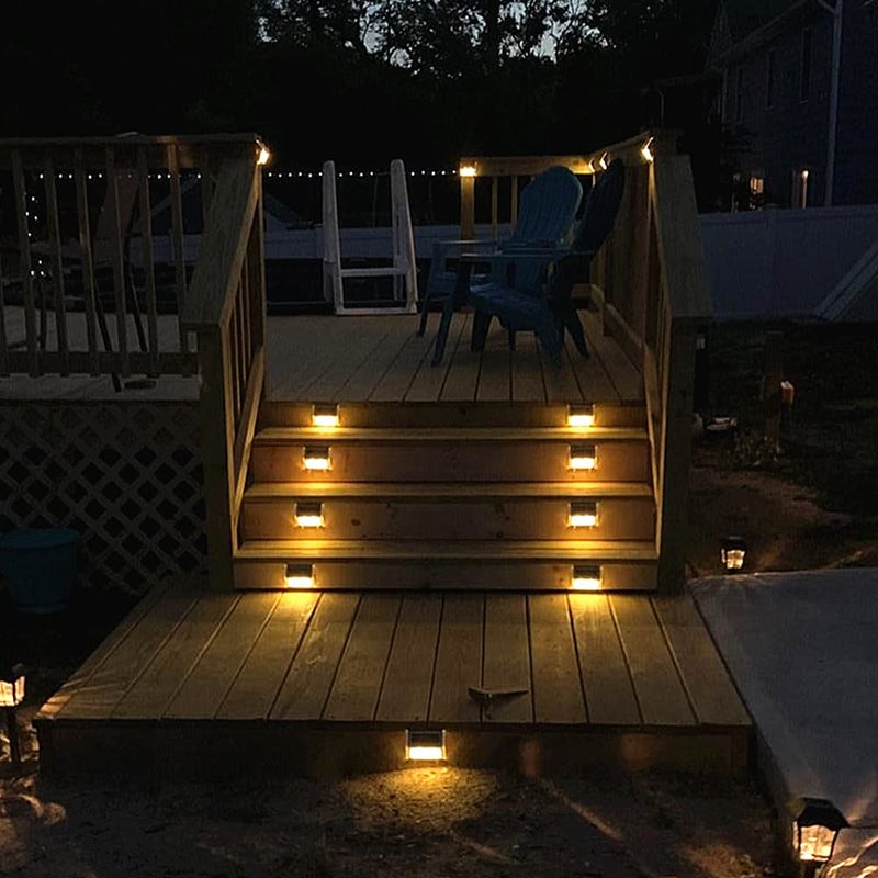 Lightess Solar Lights for Steps Deck Solar Stair Light Outdoor Waterproof Stainless Steel LED Fence Light for Garden Patio Pathway, 6 Pack, Warm White - Image 4